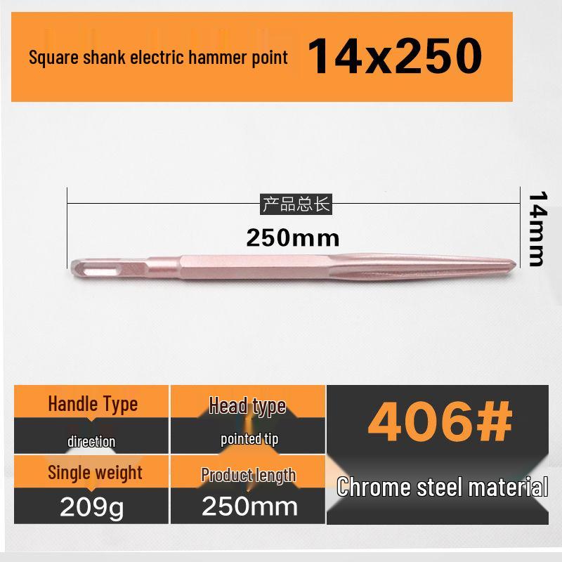 

Электрическая ударная дрель и набор зубил для демонтажа: Включает долота пика и плоское с квадратным и круглым хвостовиком для долбления бетона и штробления.