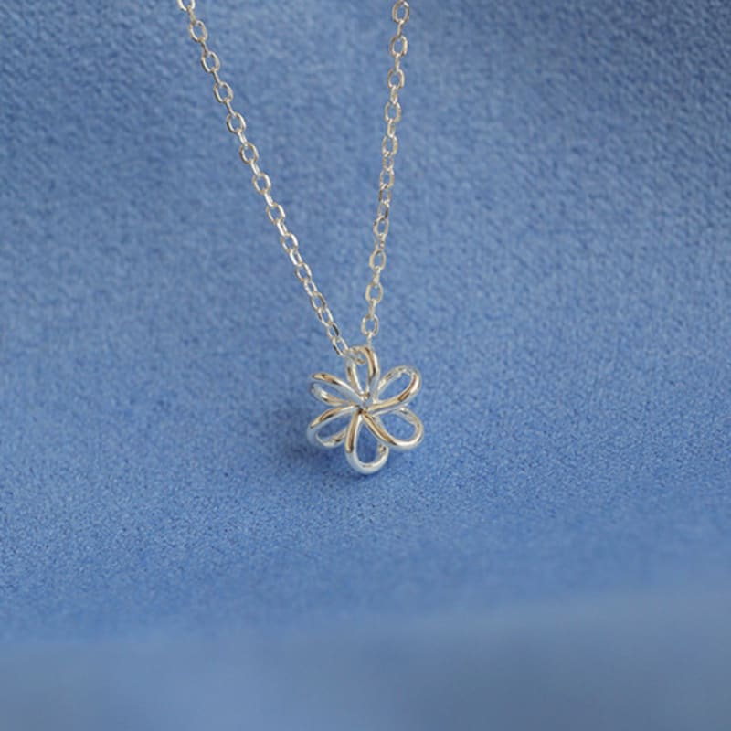 modernlike silver 925 blossom flower necklace