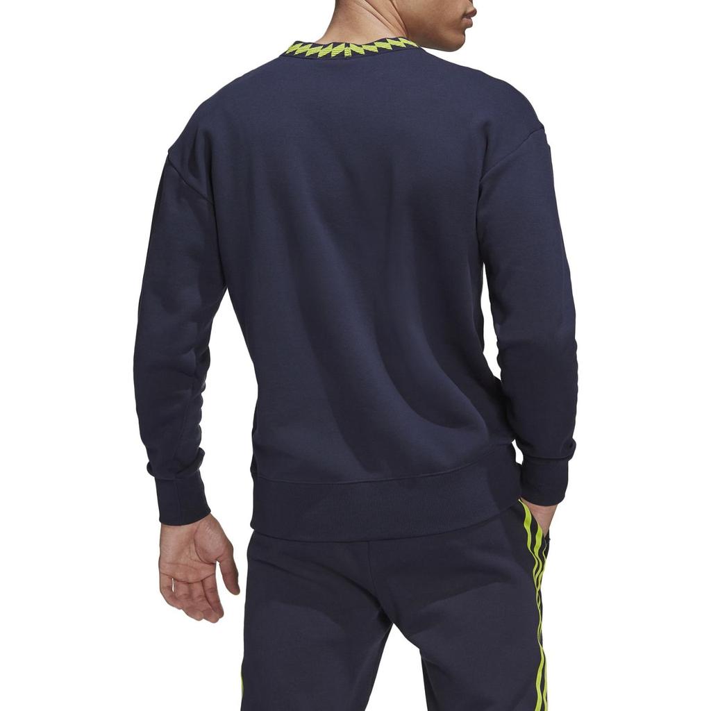 Adidas Solid Logo Sport Casual Pullover Sweatshirt Men Tops Blue HE6652