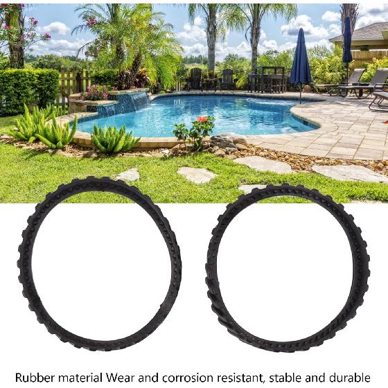 Traction Bands For Powers Wheels, 2Pcs Rubber Wavy Texture Traction Bands Rubber Tire Track Pool Cleaner Wheel Track Pool Cleaner Parts 15. 9cm Outer