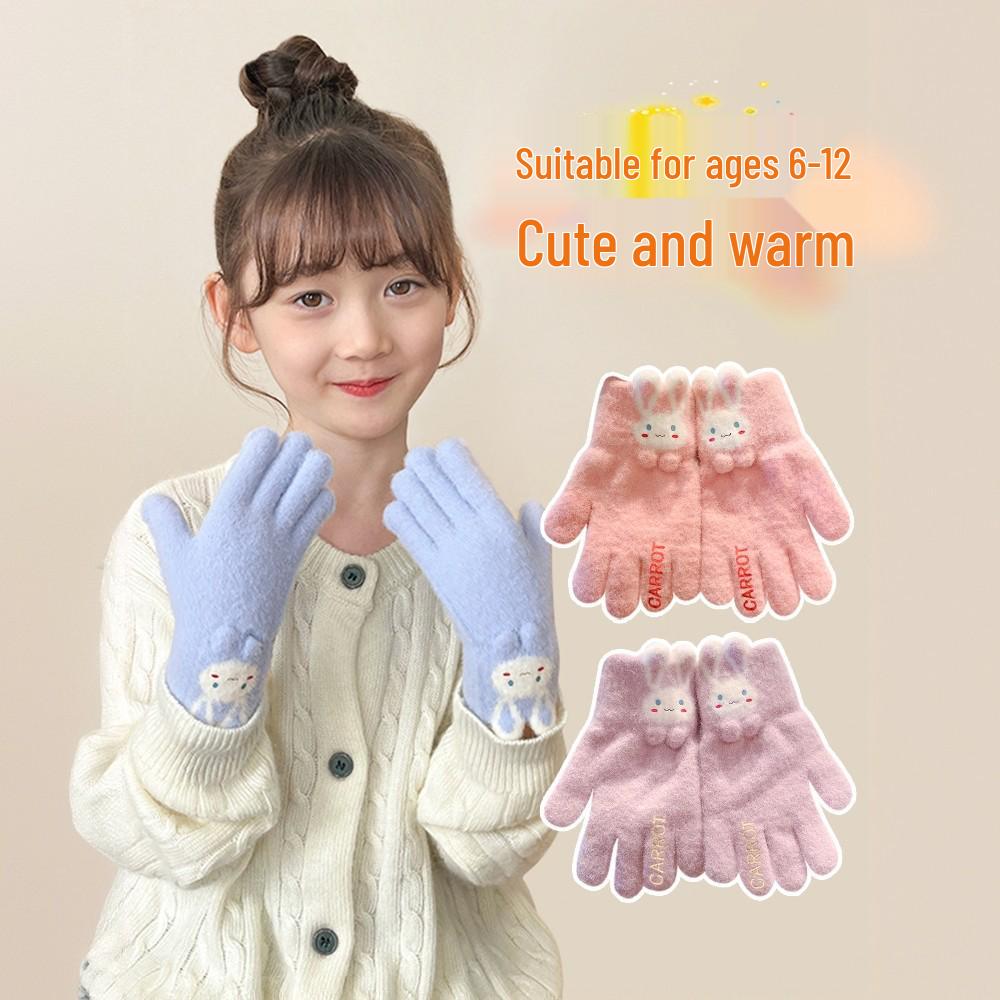 

Newcomer Discount: Girls Fleece-Lined Anti-Freeze Gloves – Cute, Warm, Thickened Gloves for Elementary School Students