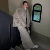 Women's Eco-Friendly Faux Fox Fur Lapel Coat - Short, Loose Fit for Winter 2025.