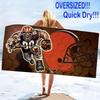 Cleveland Browns Print Beach Towel, Large Soft Quick Dry Towel for Beach Camping Swimming