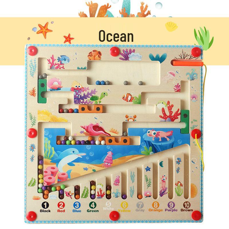 Cross-Border Montessori Children's Magnetic Bead Maze Board: Educational Color Sorting and Counting Toy