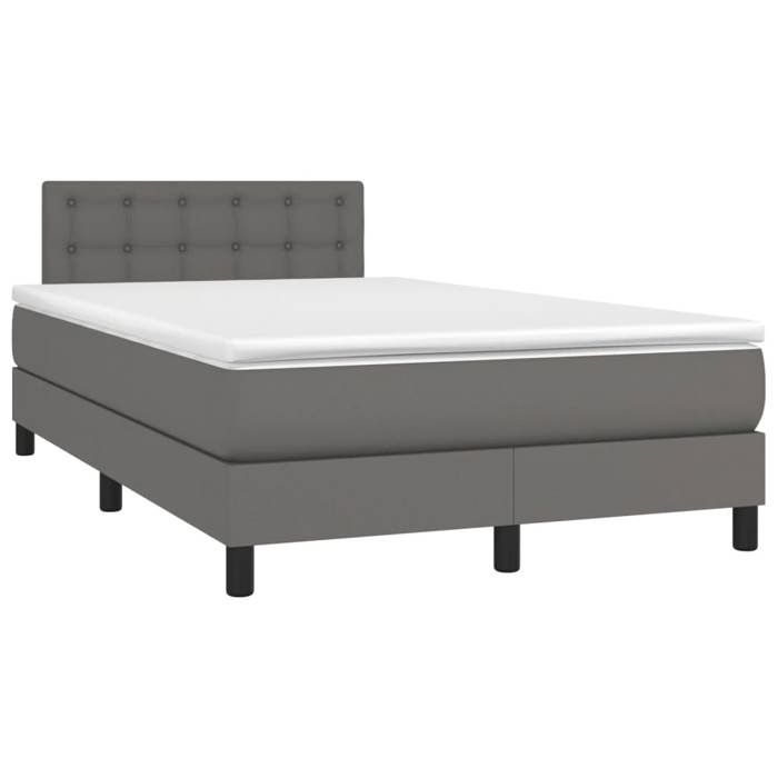 3141117 vidaXL Divan Bed with Mattress Grey 120x200 Cm Faux Leather