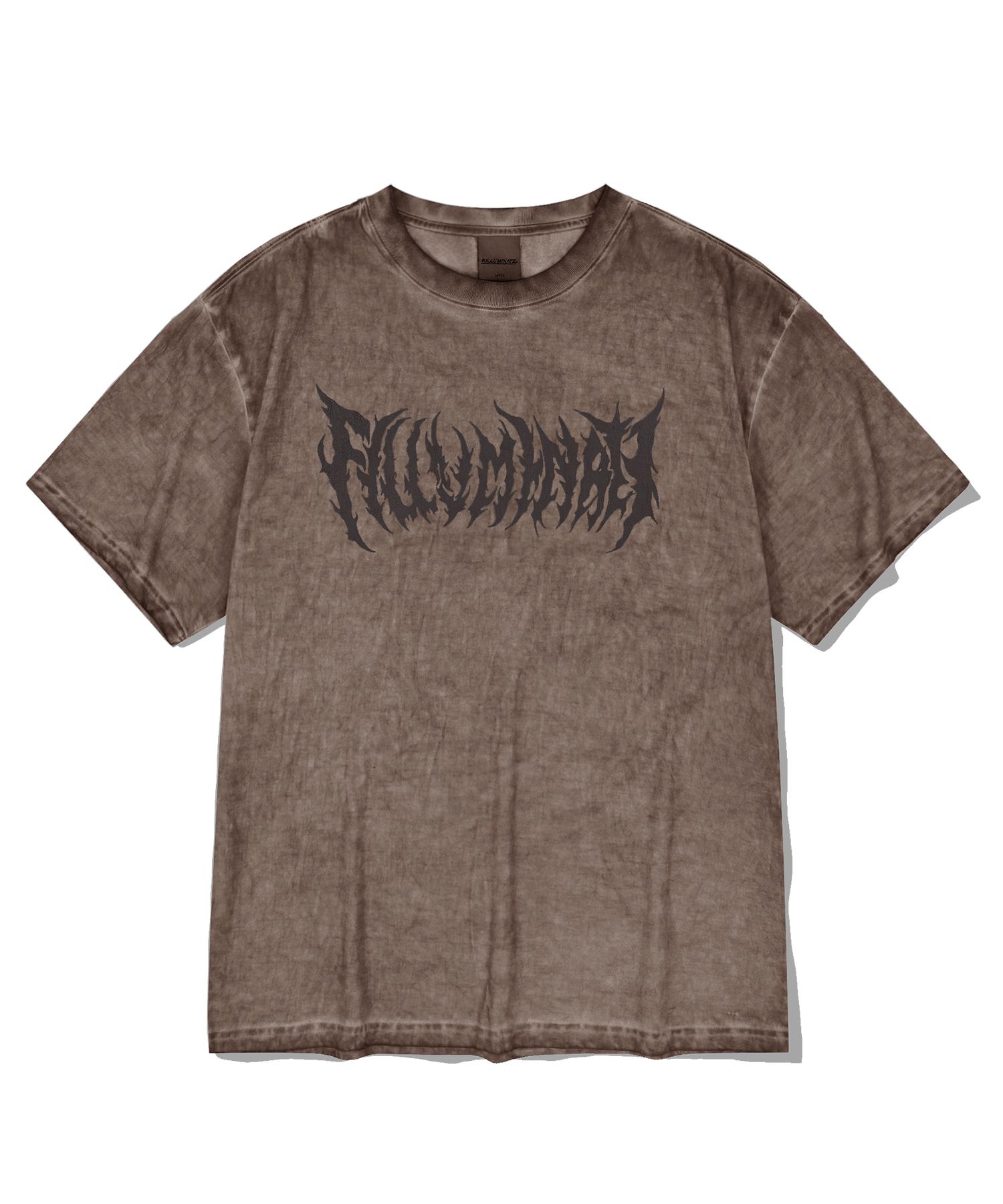 Illuminate Gothic Logo Pigment T-Shirt - Brown Brown/L