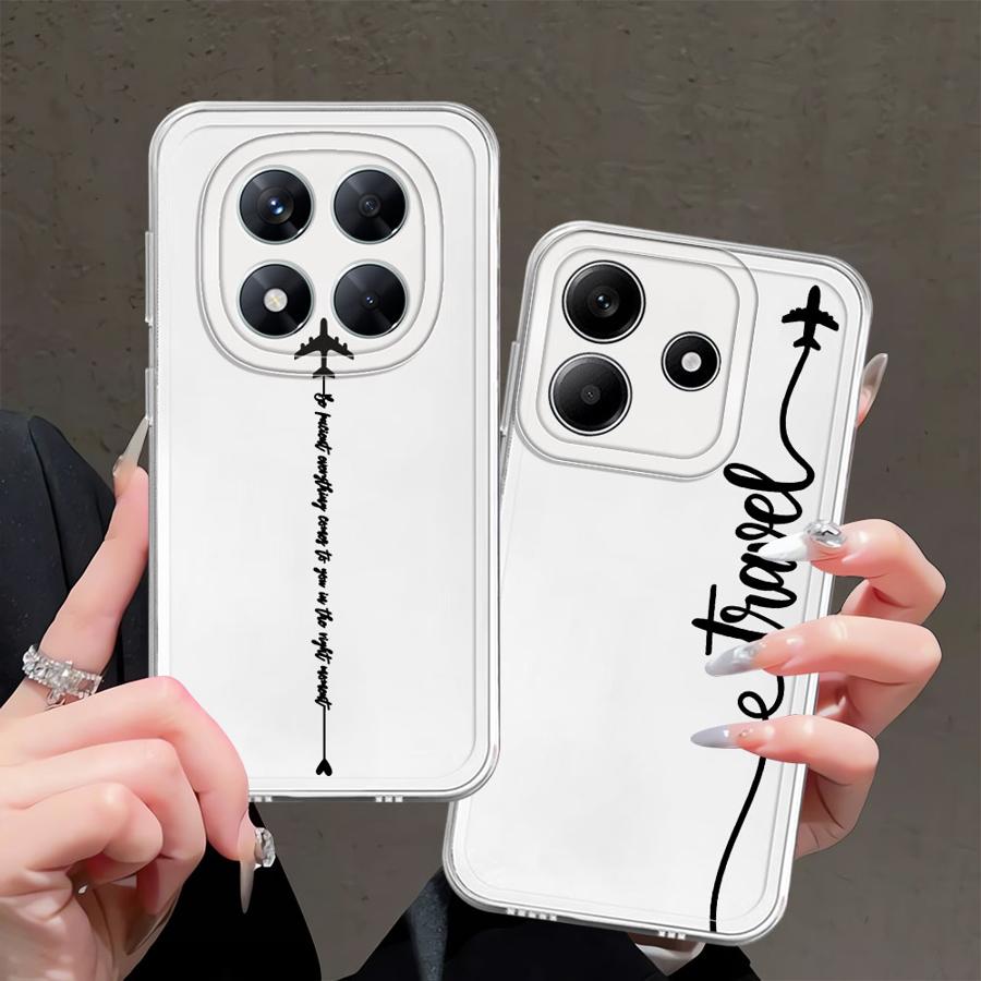 Case for Xiaomi Redmi Note 14 Pro Plus Note 13 11 9 10 A4 12 14C 13C 10S 11S 12S Soft Phone Cover Airplane Lines With Heart