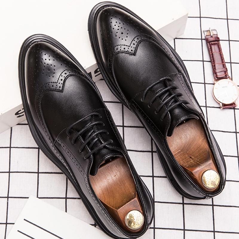 Formal Oxford Brogues Leather Shoes Men Classic Men's Dress Shoes Wedding Casual Business Social Leather Shoes Male