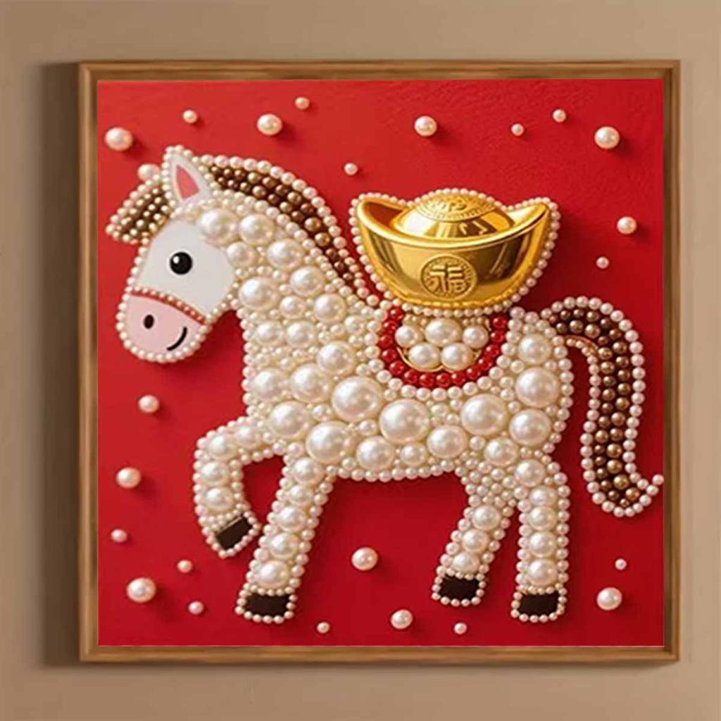 The Golden On The Horseback Full 5D DIY Pearl Gem Art Diamond Painting Kits for Adults/Beginners Gift Idea Home Decor 15.7x15.7in