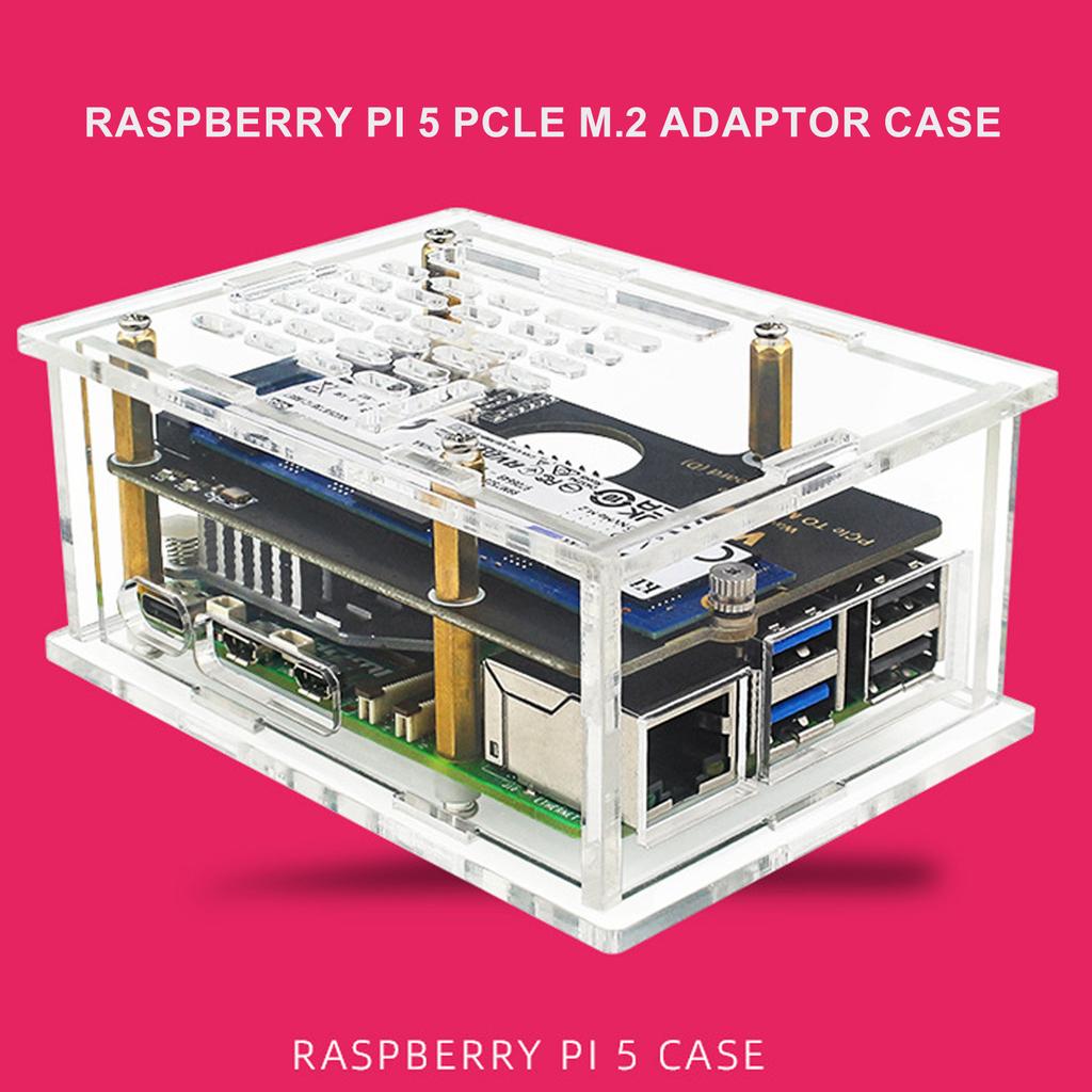 M.2 NVMe SSD Enclosure Case Box for RPi 5 Support 2230/2242/2260/2280 Solid Disc Drive Expansion Board