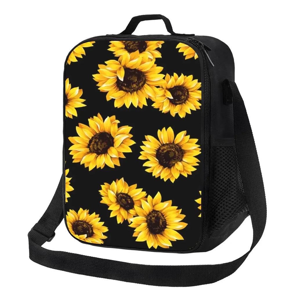 Colorful Sunflowers Insulated Lunch Bag for Camping Travel Floral Flower Waterproof Thermal Cooler Lunch Box Women Children