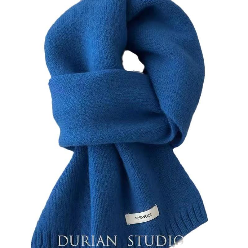 Australian Pure Wool Cashmere Scarf New Solid Color Versatile Winter Warm Knitted Scarf for Men and Women