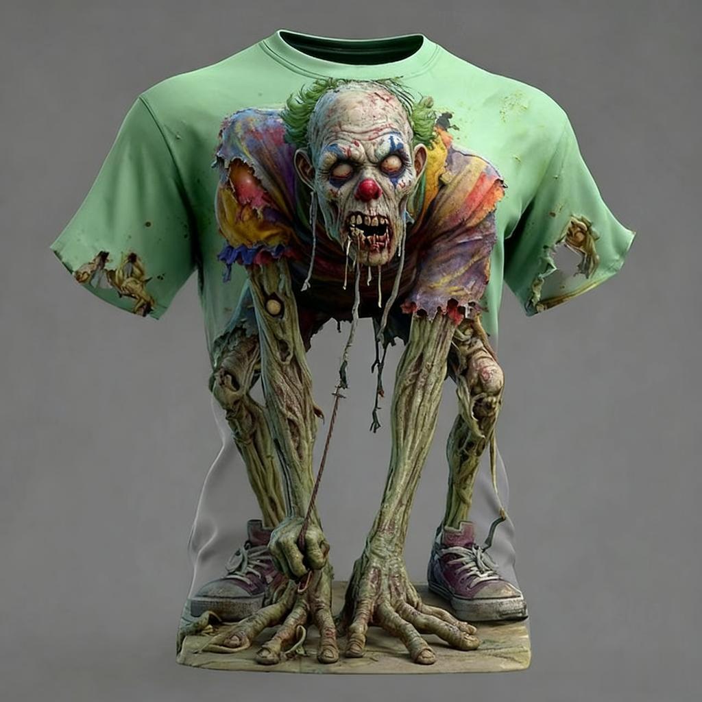 Summer Super Halloween Element Zombie Horror Party Adult Men and Women Comfortable Breathable 3D Printed T-shirt