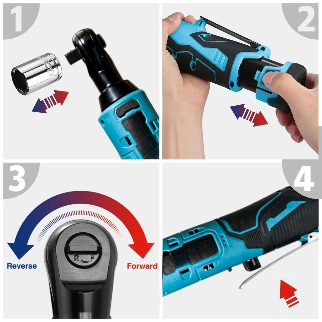 3/8 Inch Right Angle Ratchet Wrenches Impact Driver Power Tool Cordless Portable Impact Wrench Rechargeable Electric Wrench