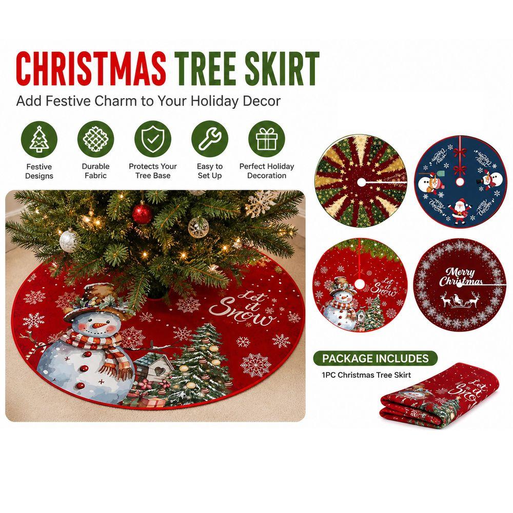 Fabric Christmas Tree Skirt Decorative Tree Skirt Round Tree Skirt Christmas Decoration