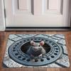 3D Funny Rat In Manhole Cover Doormat, Realistic Animal Print Non-Slip Rug, Novelty Home Entrance Floor Mat