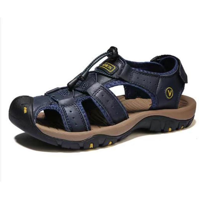Men's Outdoor Sports Sandals Adjustable Drawstring Closed Toe Non Slip Hiking Sandals