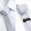 [OSIIT OSU] Hochzeitskrawatte Seide [4-teiliges Set mit Einstecktuch, Krawattennadel & Manschettenknöpfen] Geschenkbox Formell Marke Herren Gestreift Waschbar Einheitsgröße Breite 8,5 cm