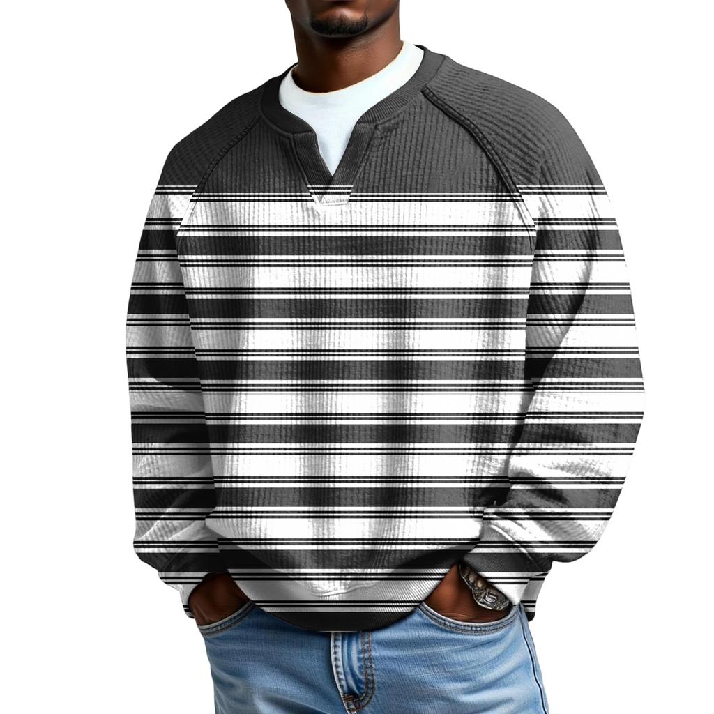 Herrfritidshuva Utomhus V-hals Vågmönster Långärmad