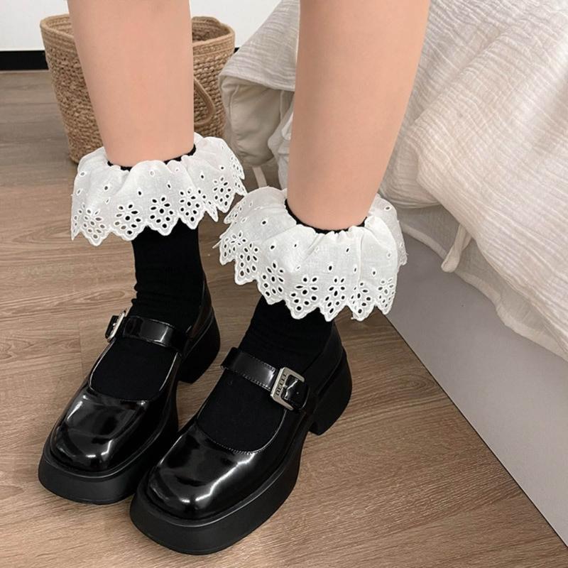 Womens Summer Solid Color Lacy Sock Sweet Daily Jokers Stocking Winter Midi Legwarmers for Daily School Office Girl