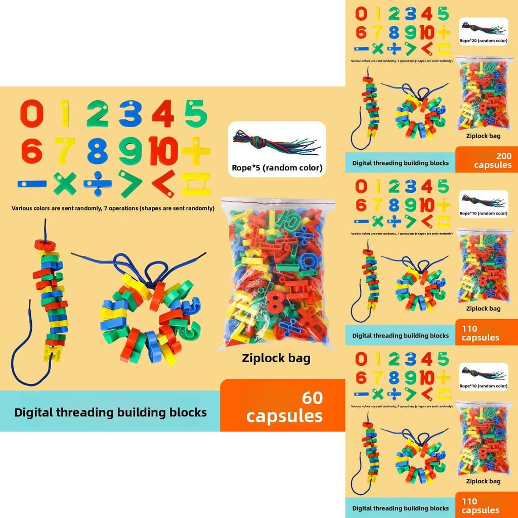 Educational Plastic Number Bead Sequencing Toy For Preschool Kids Learning And Fine Motor Skills Development