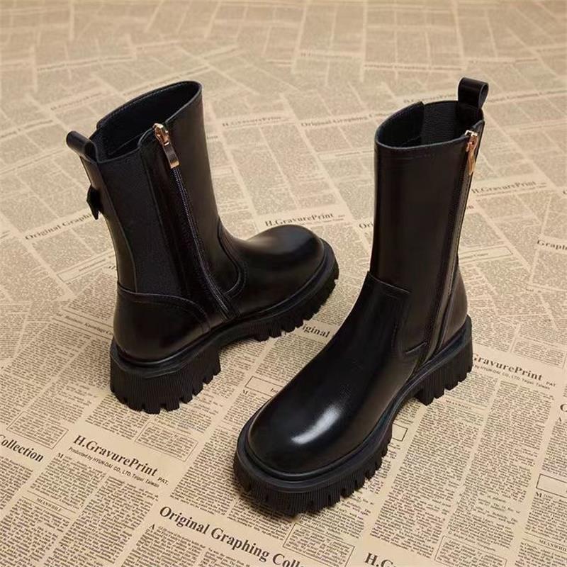 Mode Retro Zigarettenstiefel Damen Beliebte Herbst- und Winter Beliebte Kleine Kurze Stiefel Damen Ausländische Kleine Stiefeletten