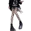Trendy Sexy Black Fishnet Stockings with Diamond Mesh and Hollowed Design