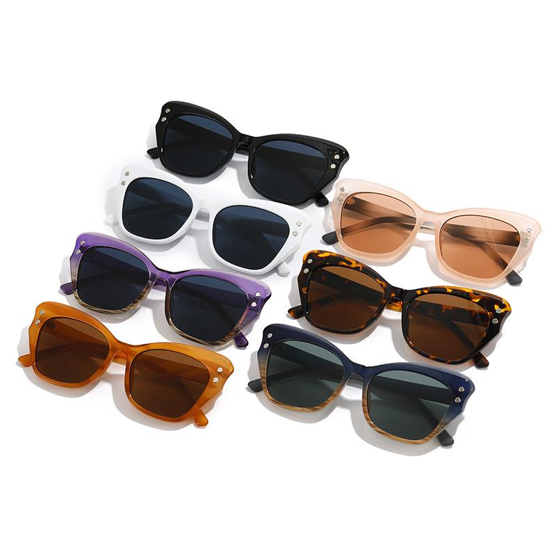 New Cat Eye Sunglasses European And American Internet Celebrities Glasses Of The Same Color Women'S Cat Walk Street Sunglasses