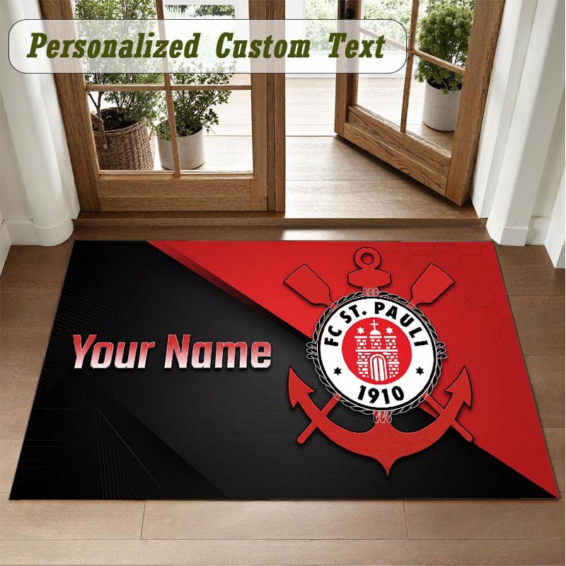 Crystal Velvet Square Rug Custom NameFC St. Pauli Pattern Non Slip Home Floor Decor Rug