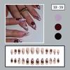 24pcs Pink Leopard Print Fake Nail Tips y2k Spicy Girls French Almond Press on Nail Wearable Detachable Sweet Korean False Nails