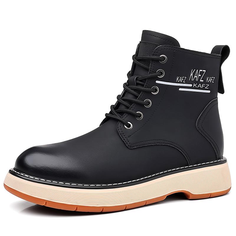 Fashion 2024 Classic New Men's Genuine Leather Boots Thick Sole Men's High Top Shoes Men's Fashion Knight Boots Outdoor Men's Work Boots