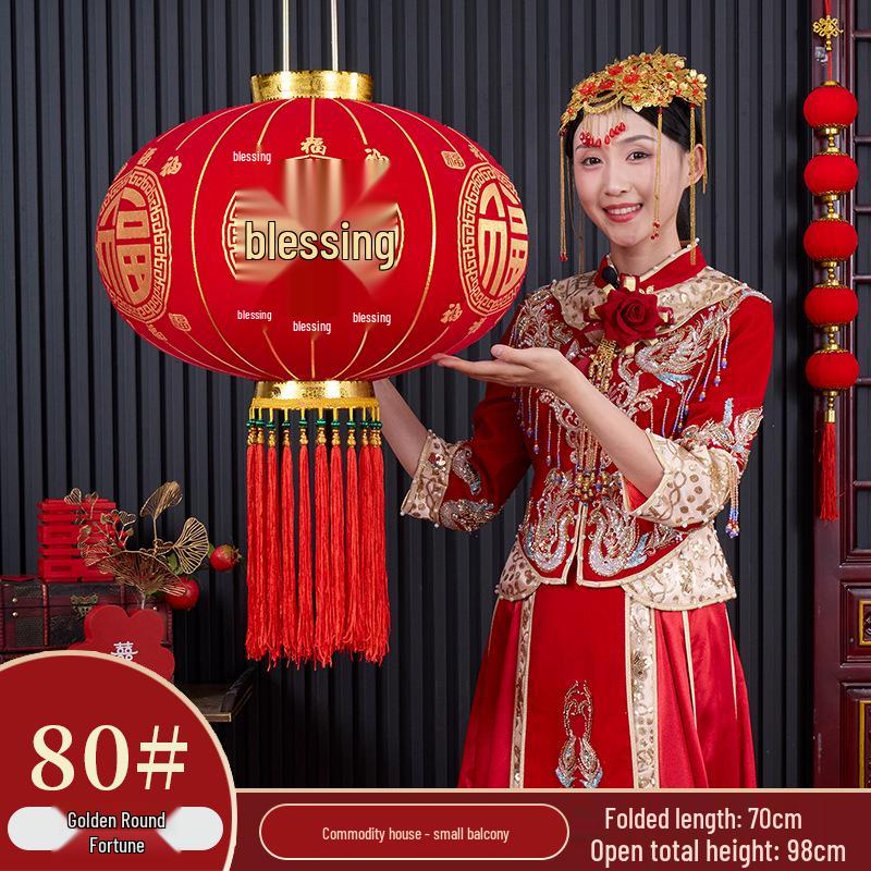 2025 Luxury Flocked Lantern with Fu Character for Spring Festival