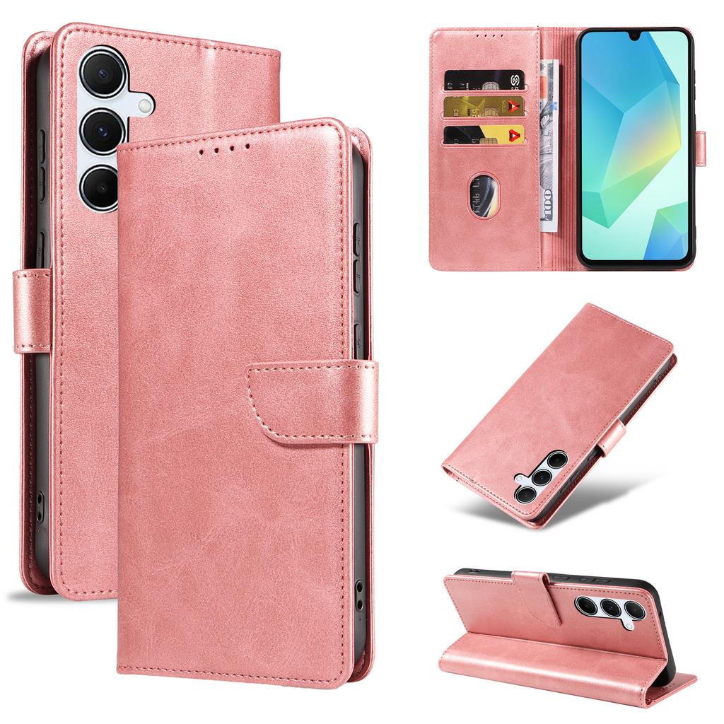 For Samsung Galaxy A16 4G/Galaxy A16 5G Case with 2Pcs Tempered Glass WANLONFENG WN Series Calf Texture Leather Phone Cover Big Cutouts