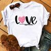 Summer Casual Top Female T-Shirts Romantic Heart Pattern Print Tshirt Harajuku Leisure O-Neck Plus Size Streetwear Lady Clothes