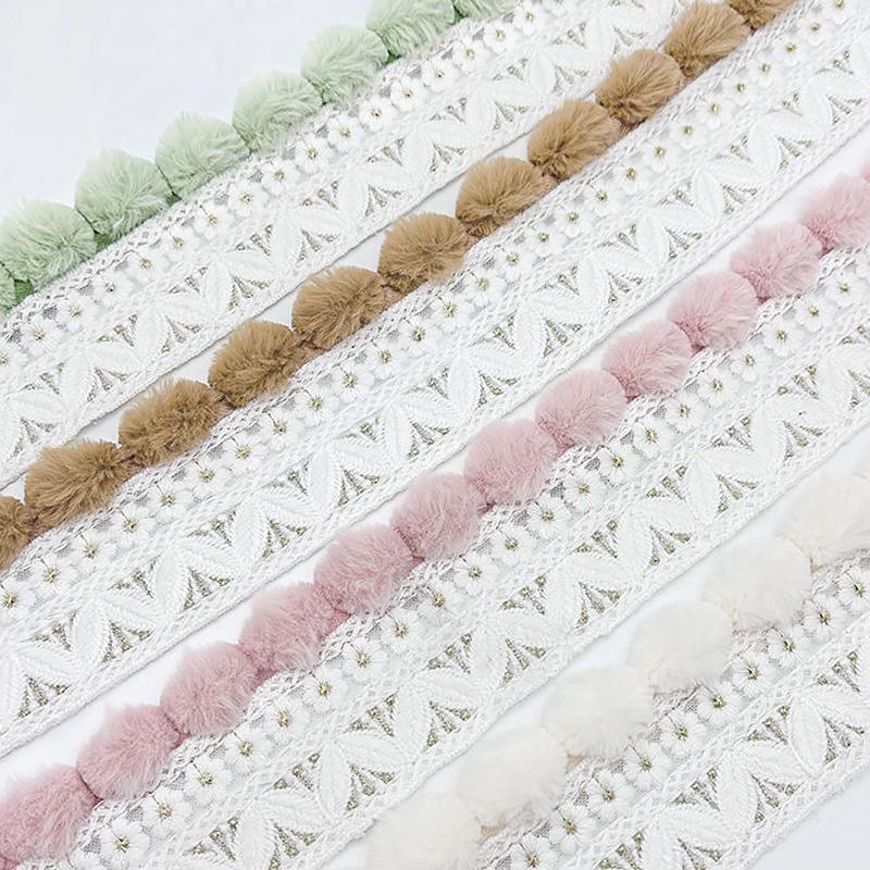 1m Band Mehrzweck Bekleidungszubehör Schal- und Kleidungsherstellung Pompom Quaste Plüschspitze Stickerei Niedlich Mehrfarbig