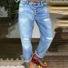 Women Stretch Ripped Distressed Skinny High Waist Denim Pants Shredded Jeans Trousers Slim Jeggings Ladies Spring Autumn Wear