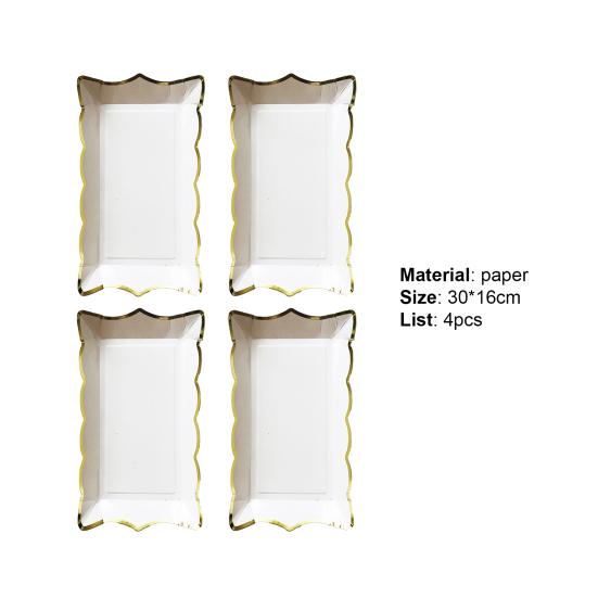 4Pcs/Set Disposable Fruit Plate Multifunctional Large Capacity Colorful Rectangular Disposable Tableware Plate for Picnic