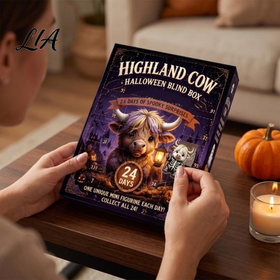 Christmas Tree Hanging Sheets 3D Highland Cow Advent Calendar 2026, Countdown with Cute Holiday Home Decorations Farm Cattle Mini Figurines