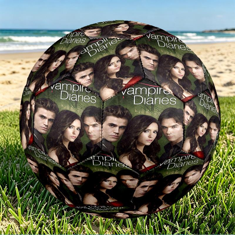 The Vampire Diaries Print Size 5 Soccer Ball, PU Wear Resistant Football for Match Training and Daily Practice, Birthday Gift for Soccer Fans