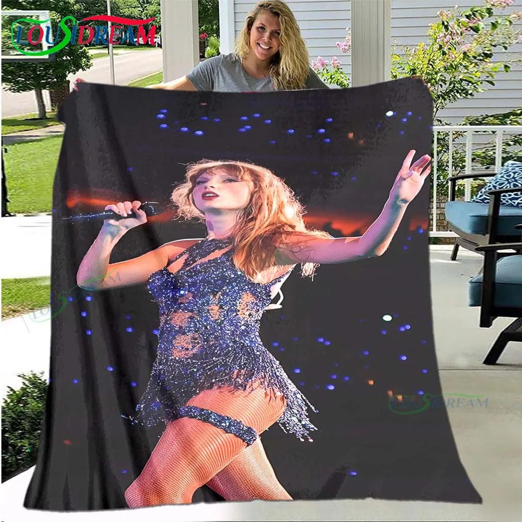 Hot Pop Female Diva Singer Pattern Blanket Flannel Thin Blanket Portable Home Travel Office Lunch Break Blanket Birthday Gift