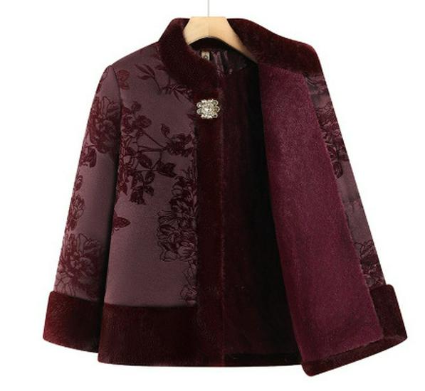 

Women s Winter Cotton Jacket for Grandma – Thick Velvet Padded Outerwear for Elderly (70s, 80s) 2XL (105-120 lbs) фіолетовий