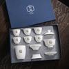 Suet Jade Kung Fu Tea Set White Porcelain High-end Gift Box Ceramic Tea Cover Bowl Teacup