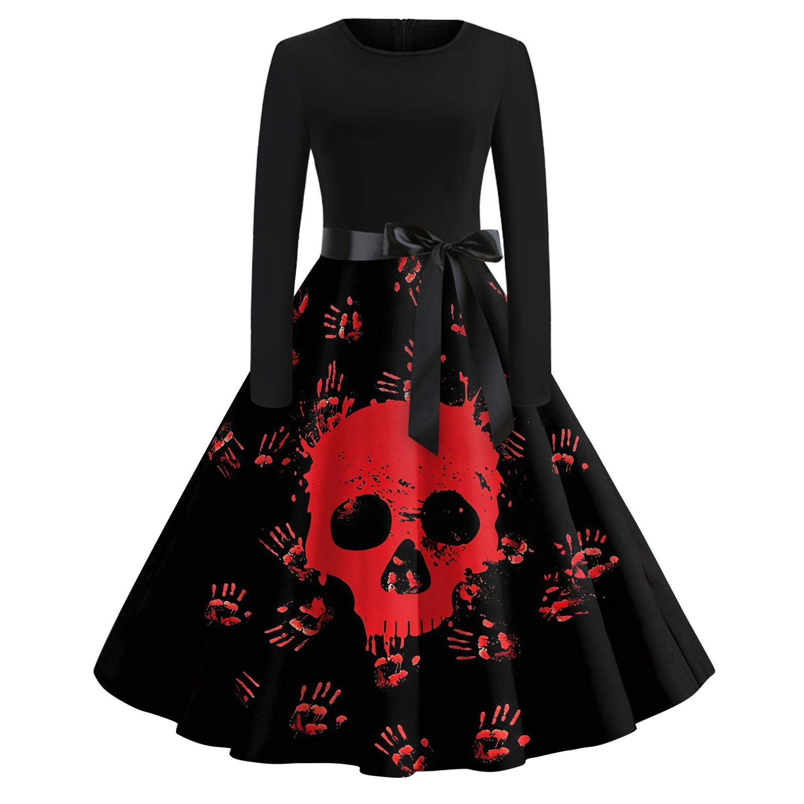Women s Halloween Costume Dress Short Sleeve Fashion Party Dress for Evening Events S чёрный