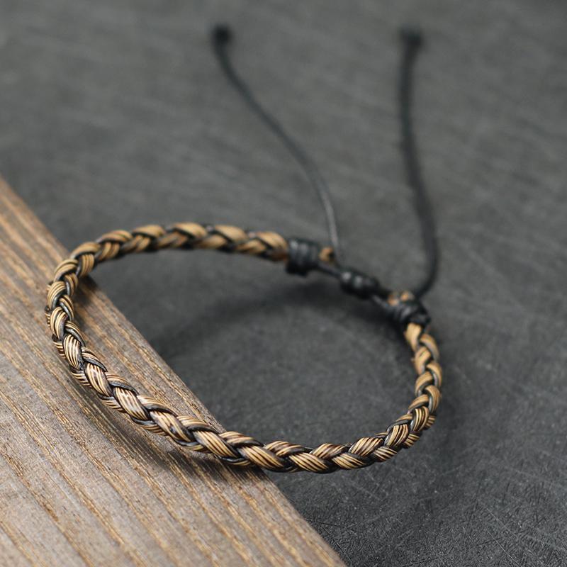 Simple Style Handmade Genuine Leather Bracelet Men Adjustable Wax Rope Leisure Accessories Gift For Him Pulseiras Masculina