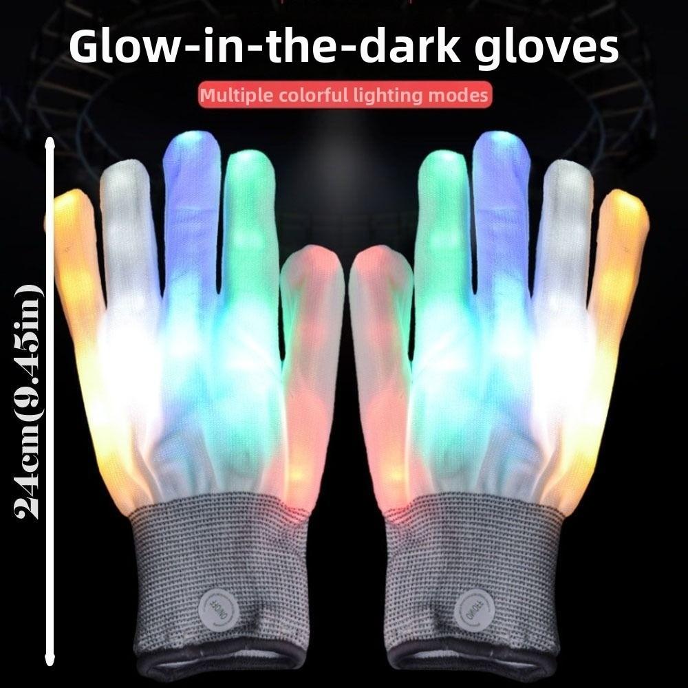 Funny 7 Colors Light Show LED Rave Glove Light Up Breathable Finger Gloves Flashing Mittens Concert/Party/Activity Props