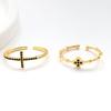 925 Silver Black Zircon Crystal Cross Finger Rings For Women Fashion Wedding Engagement Party Charm Jewelry