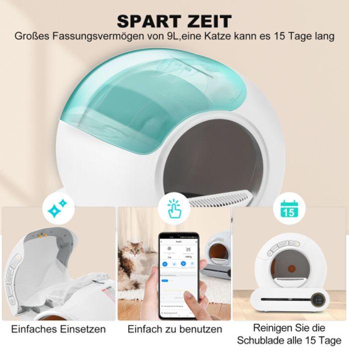 Selbstreinigende Katzentoilette - Adaptiv - 65L - Für mehrere Katzen - Fernsteuerung - Desodorierung