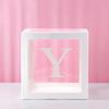 Clear Balloon Box with 26 White Letters for Birthday Party and Baby's First Birthday Decoration