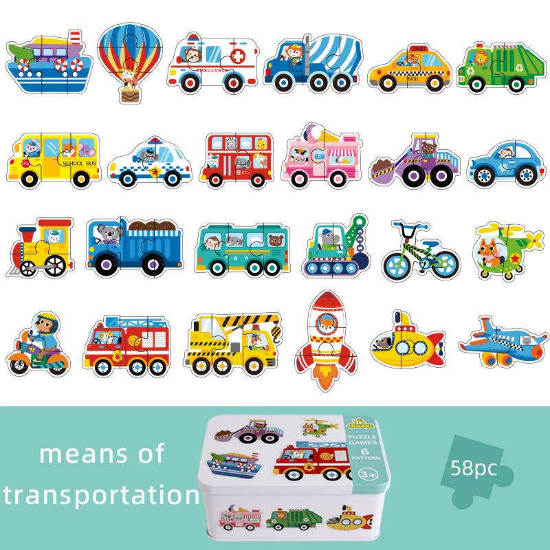 Iron Box Enlightenment Cognitive Pairing Puzzle Children's Ocean Dinosaur Animal Puzzle Wooden Early Education Toys