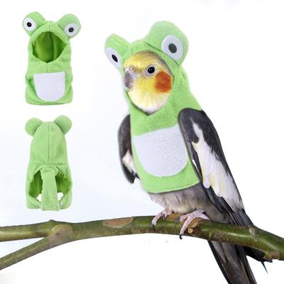 Lustige Froschförmige Vogelkleidung Plüsch Fliegeranzug Papageien Kostüm Cosplay Outfit Winter Warme Mütze Kapuze Haustier Vogel Zubehör